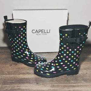 Capelli Black Poka Dot Rain Boots